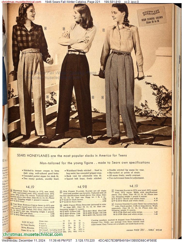 1946 Sears Fall Winter Catalog, Page 221