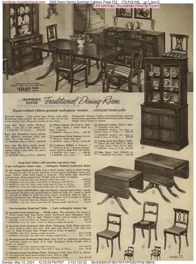 1959 Sears Spring Summer Catalog, Page 753