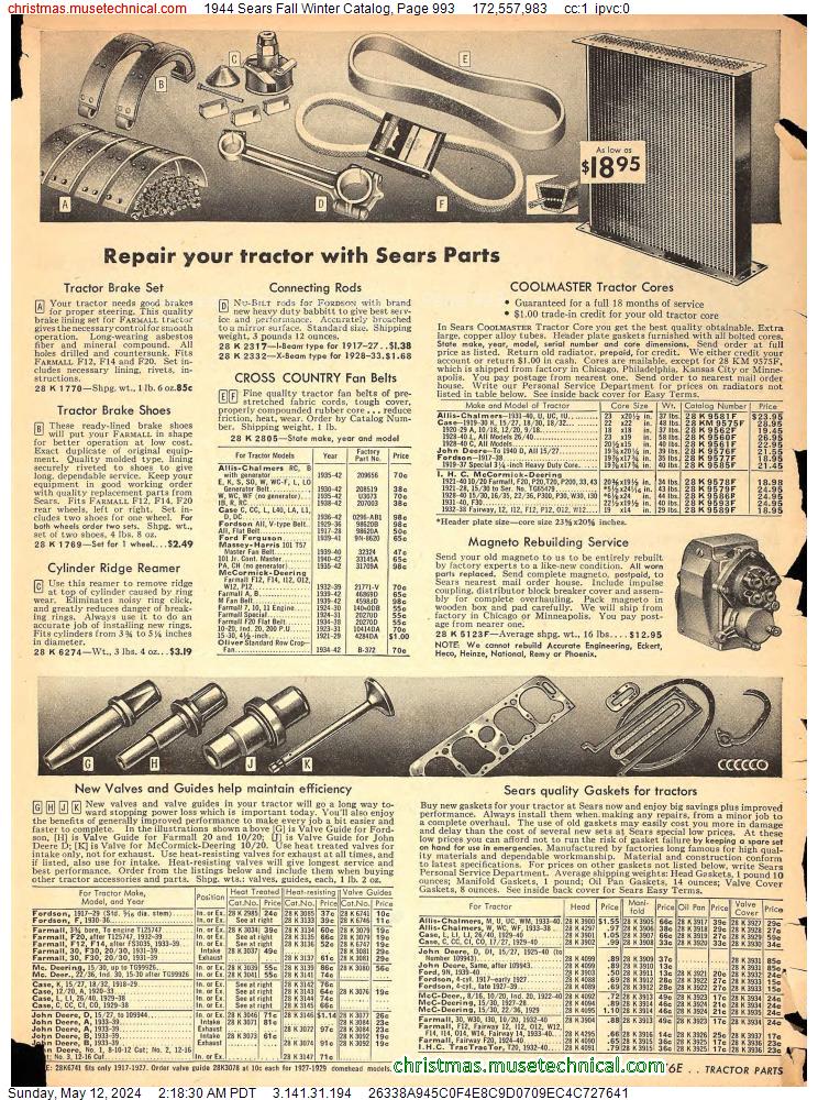 1944 Sears Fall Winter Catalog, Page 993