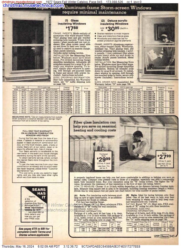 1977 Sears Fall Winter Catalog, Page 945
