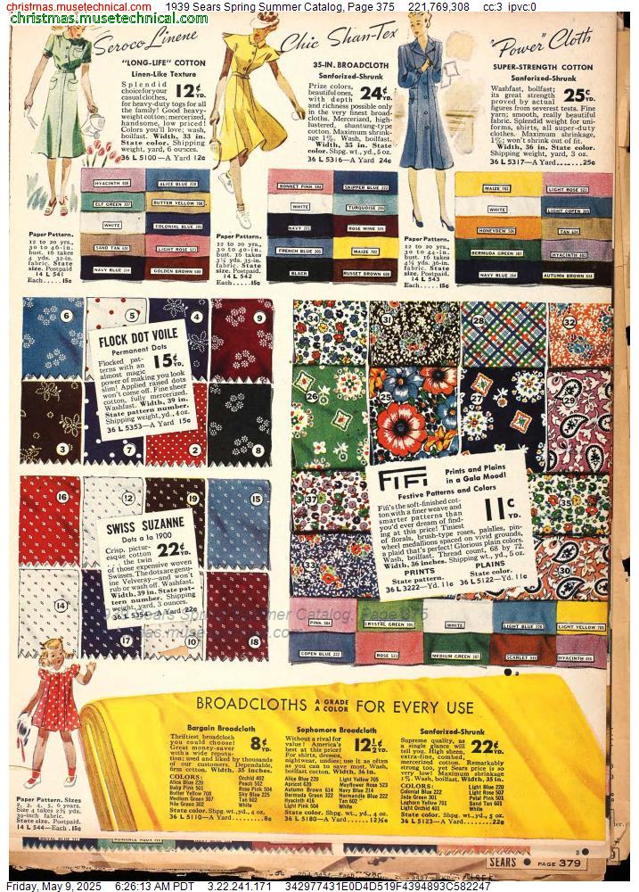 1939 Sears Spring Summer Catalog, Page 375