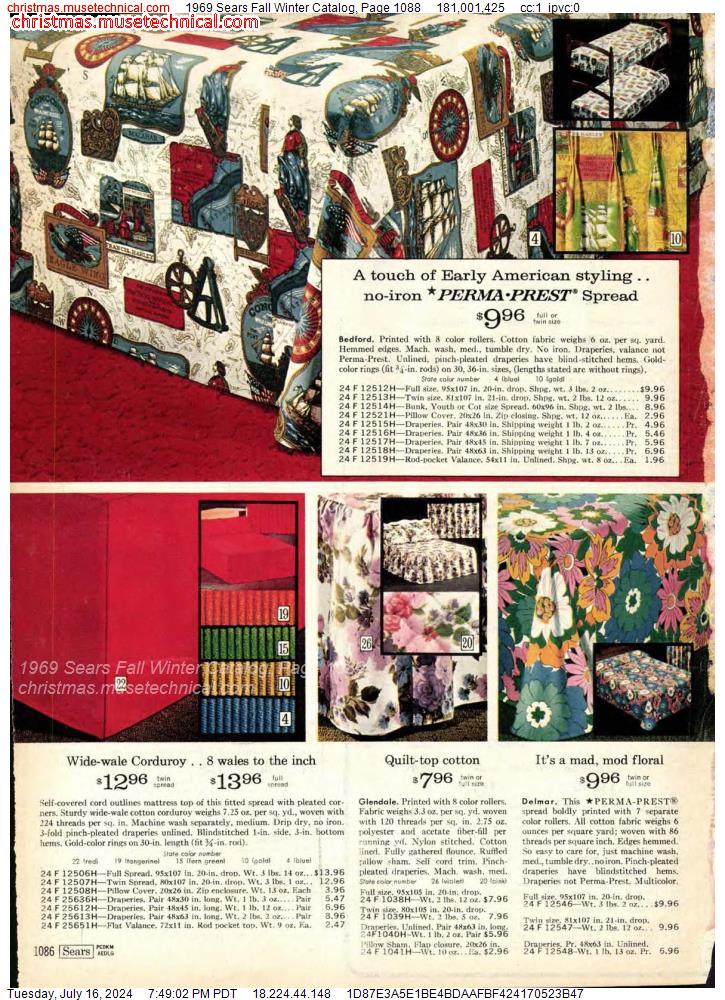 1969 Sears Fall Winter Catalog, Page 1088