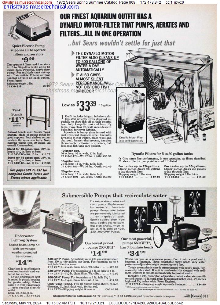 1972 Sears Spring Summer Catalog, Page 809