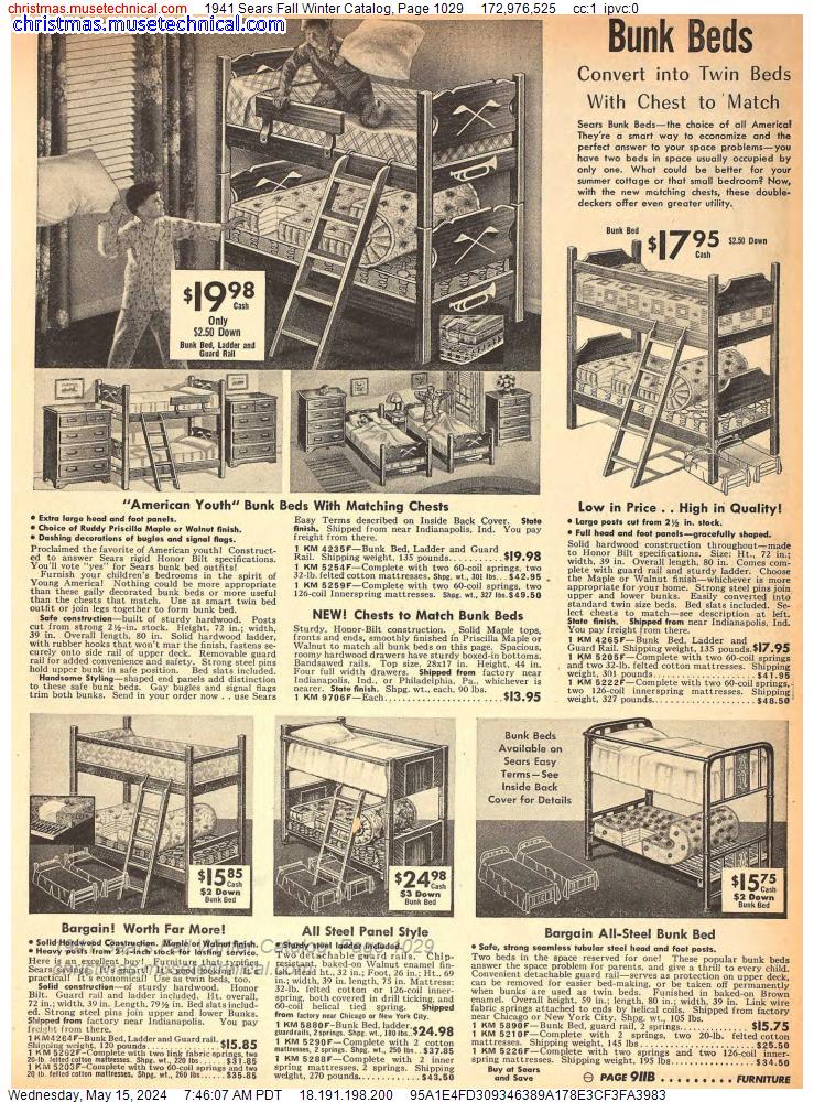 1941 Sears Fall Winter Catalog, Page 1029