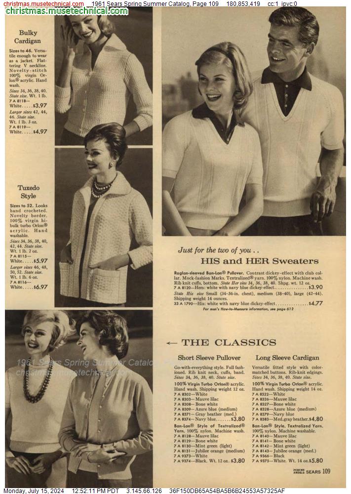 1961 Sears Spring Summer Catalog, Page 109