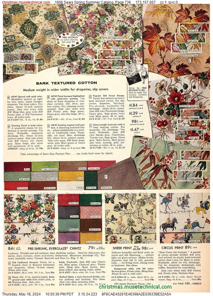 1956 Sears Spring Summer Catalog, Page 736