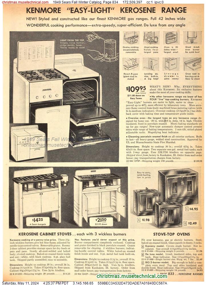 1949 Sears Fall Winter Catalog, Page 834