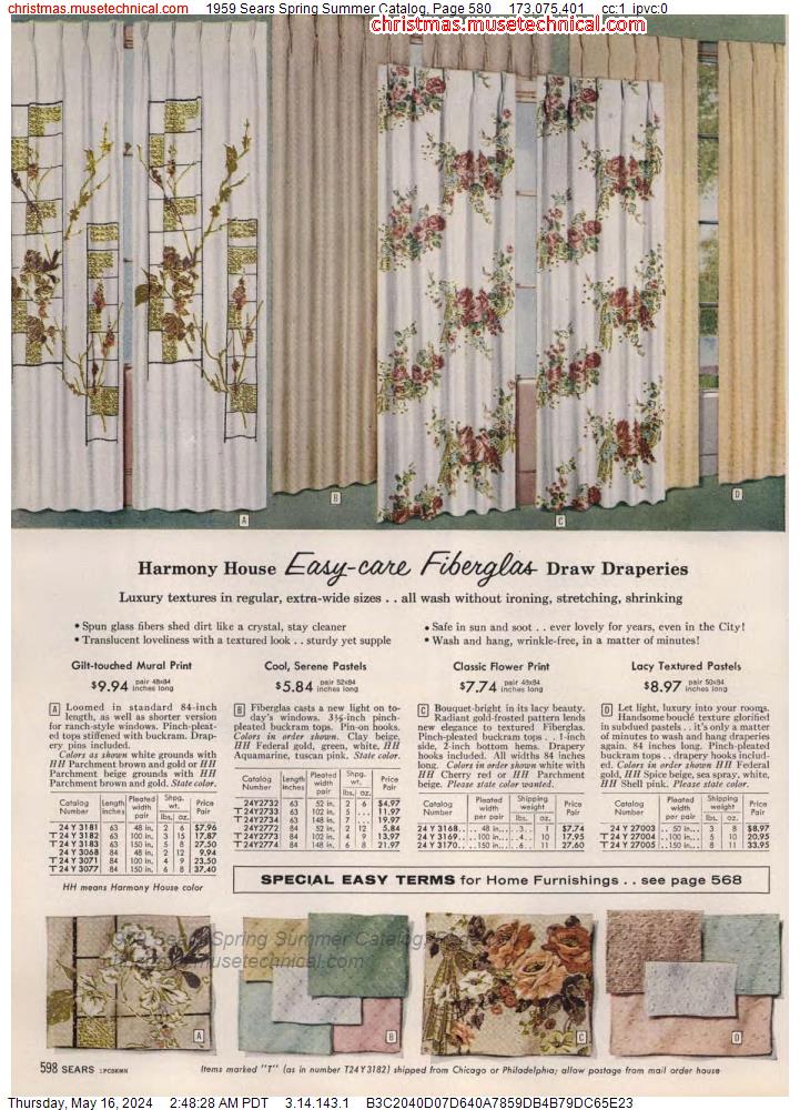 1959 Sears Spring Summer Catalog, Page 580