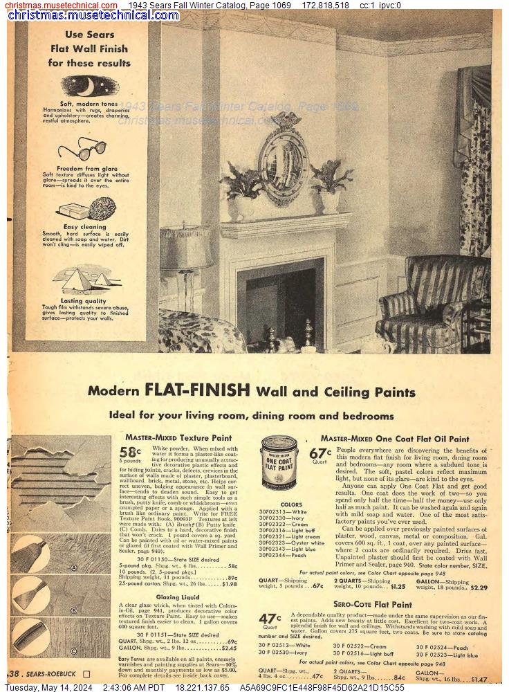 1943 Sears Fall Winter Catalog, Page 1069