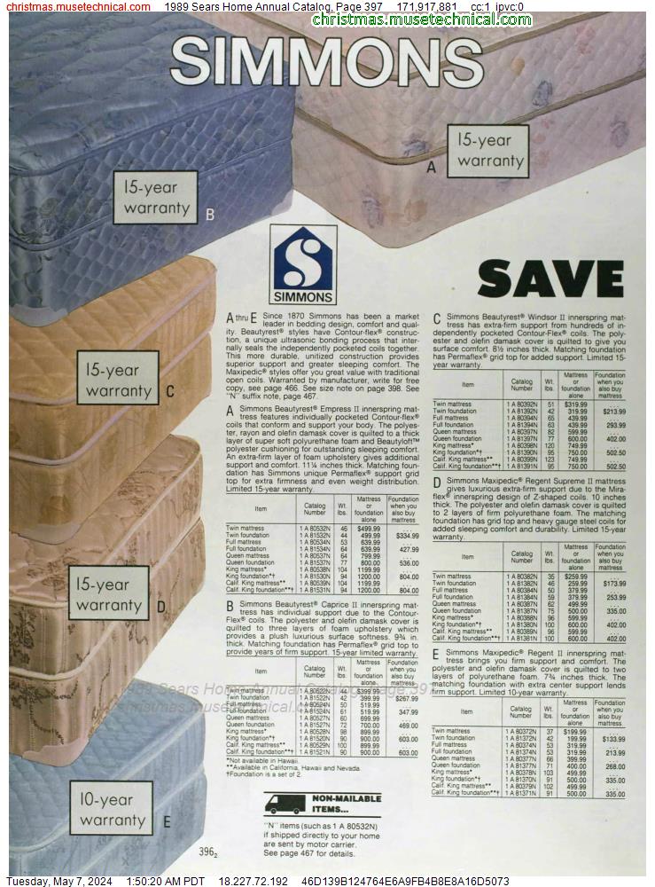 1989 Sears Home Annual Catalog, Page 397