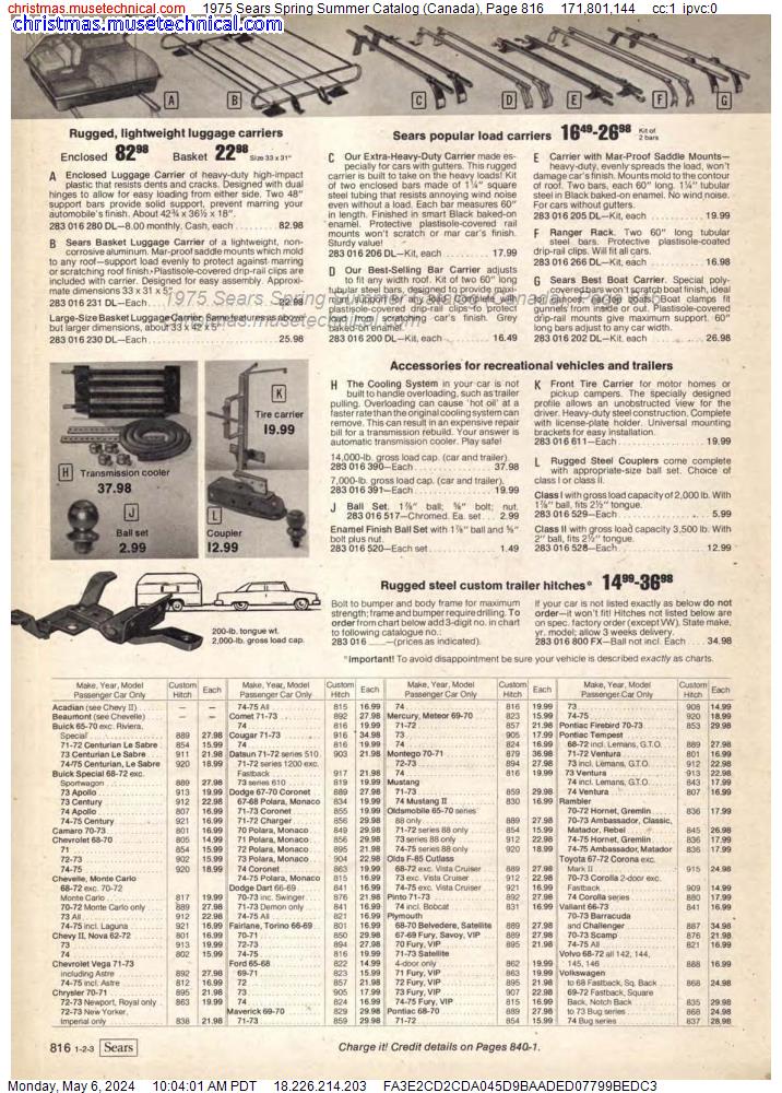 1975 Sears Spring Summer Catalog (Canada), Page 816