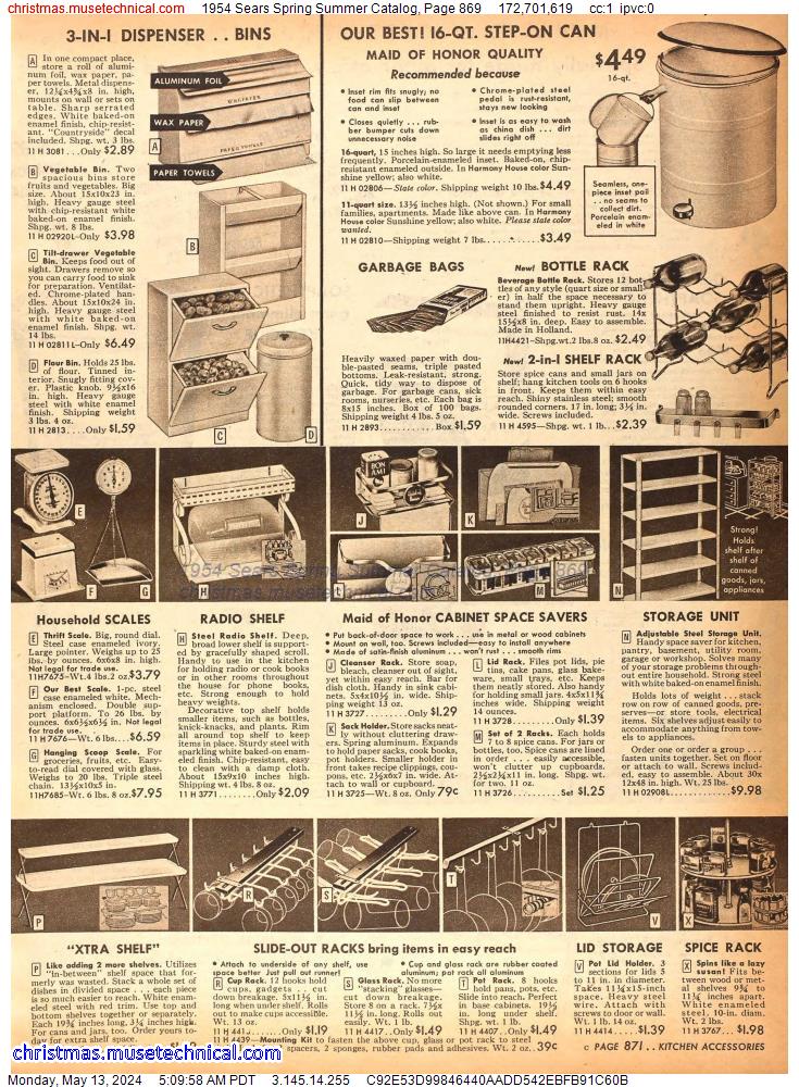 1954 Sears Spring Summer Catalog, Page 869