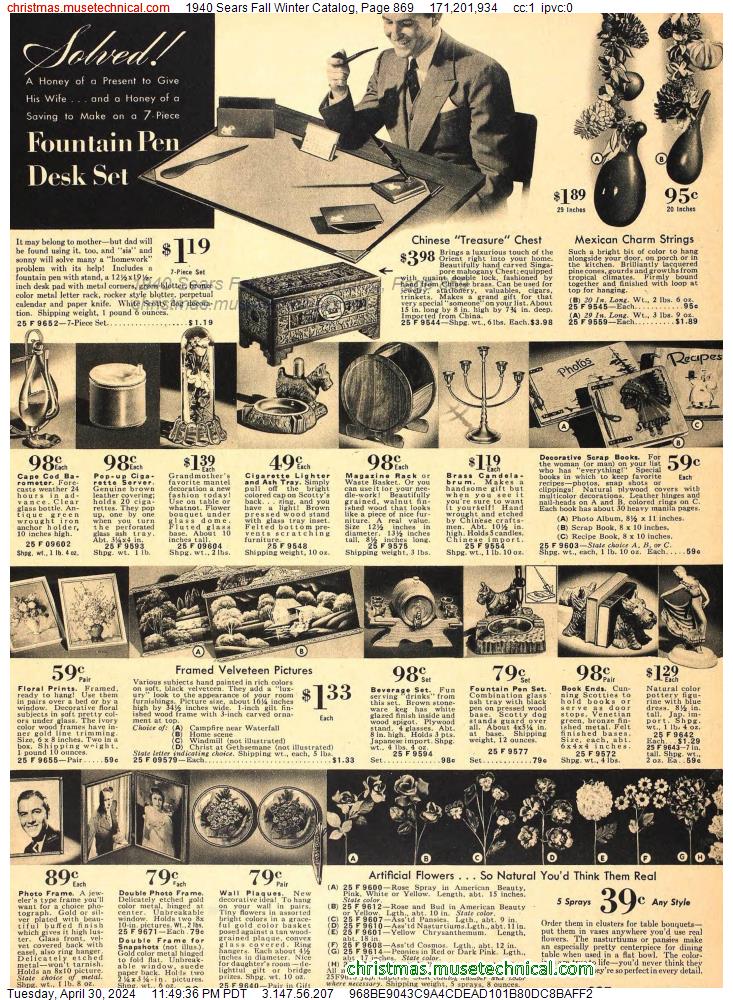 1940 Sears Fall Winter Catalog, Page 869