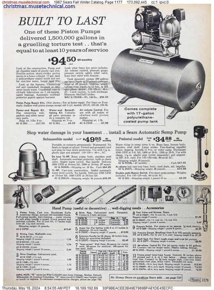 1967 Sears Fall Winter Catalog, Page 1177