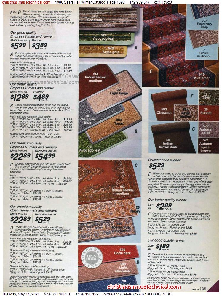 1986 Sears Fall Winter Catalog, Page 1092
