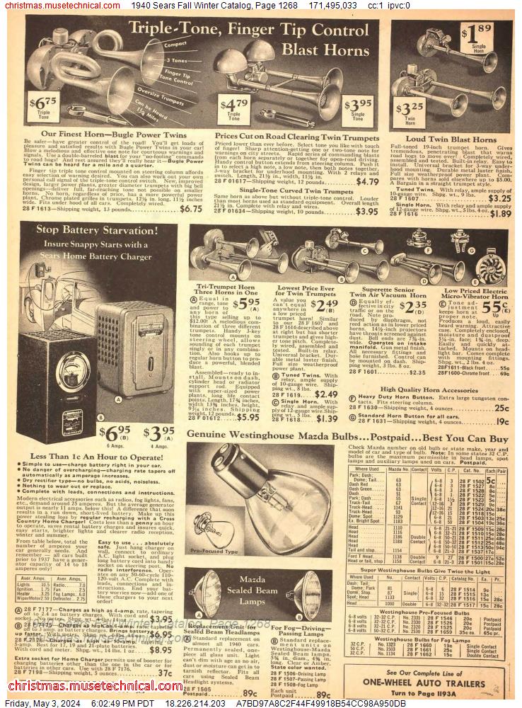 1940 Sears Fall Winter Catalog, Page 1268