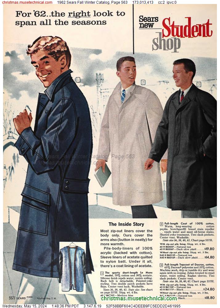 1962 Sears Fall Winter Catalog, Page 563