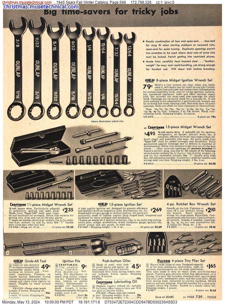 1945 Sears Fall Winter Catalog, Page 599