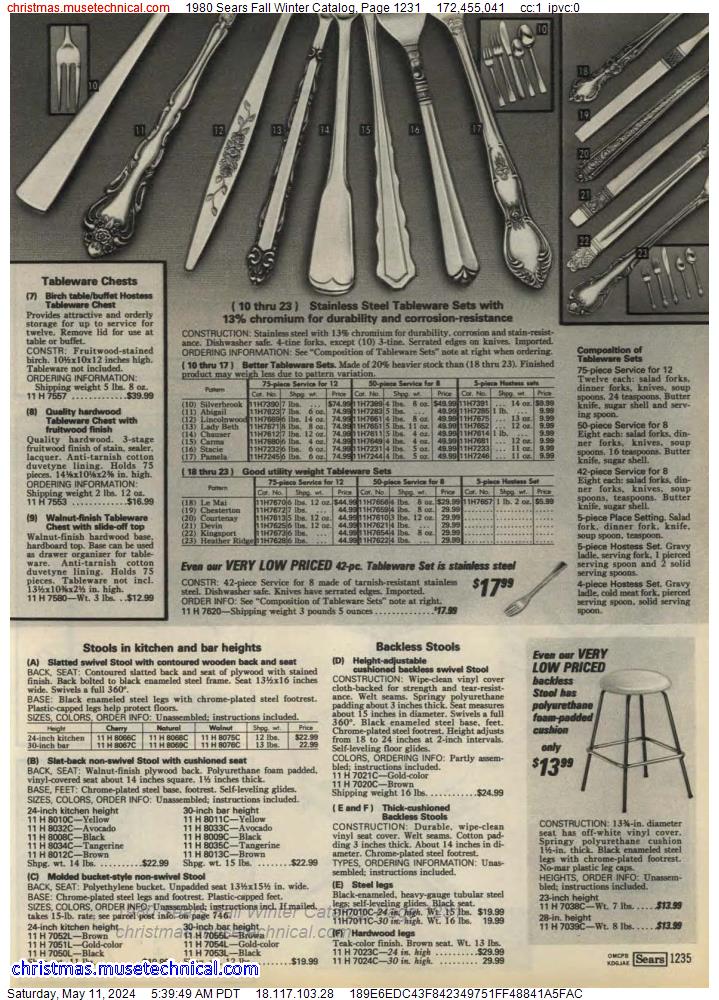 1980 Sears Fall Winter Catalog, Page 1231