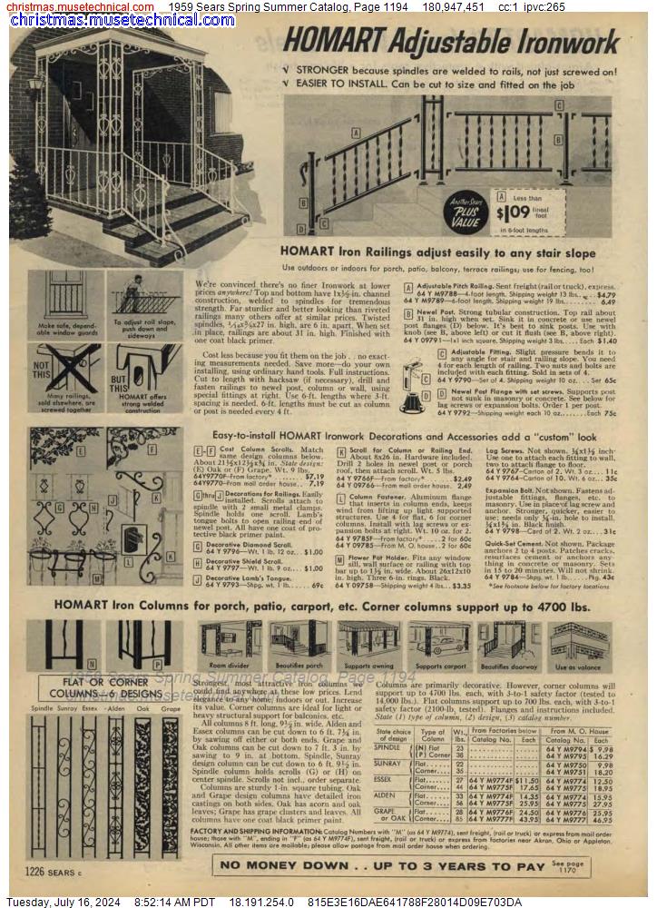 1959 Sears Spring Summer Catalog, Page 1194