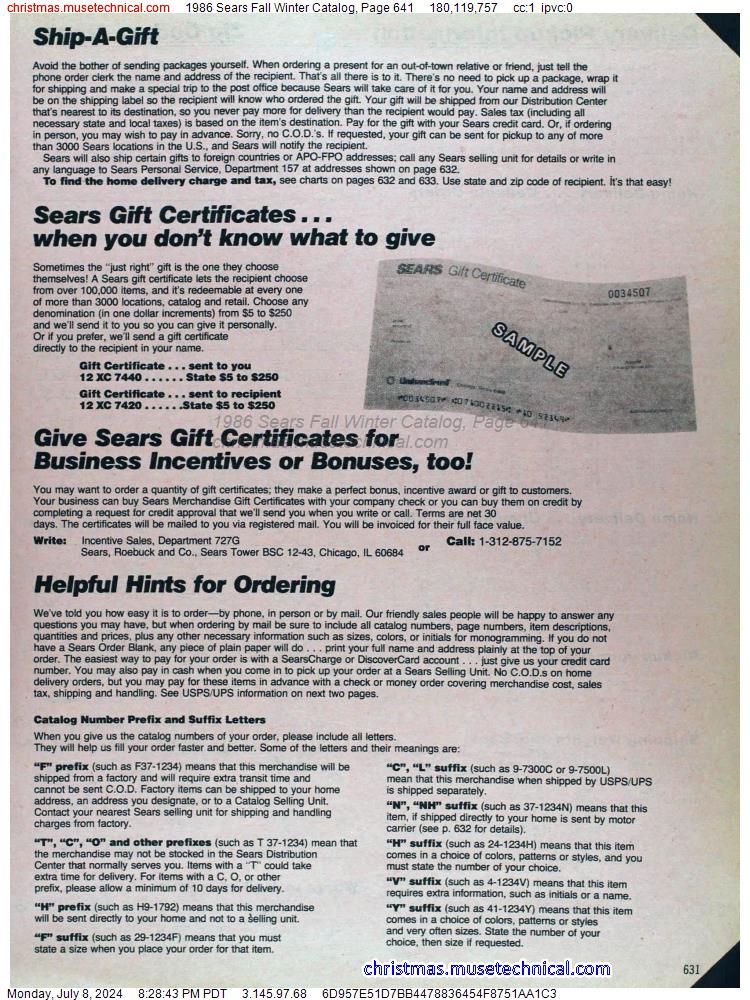 1986 Sears Fall Winter Catalog, Page 641