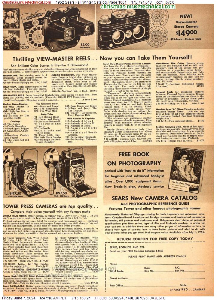 1952 Sears Fall Winter Catalog, Page 1001