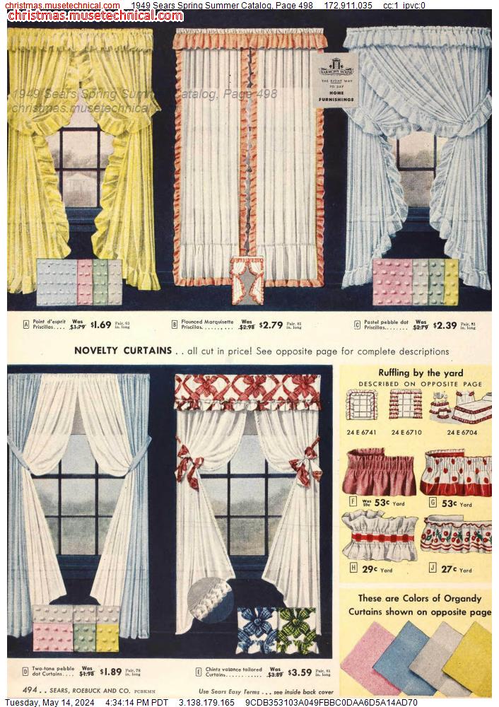 1949 Sears Spring Summer Catalog, Page 498