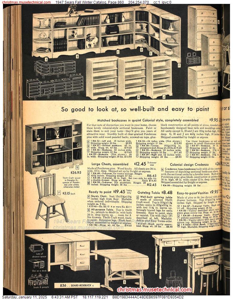 1947 Sears Fall Winter Catalog, Page 860