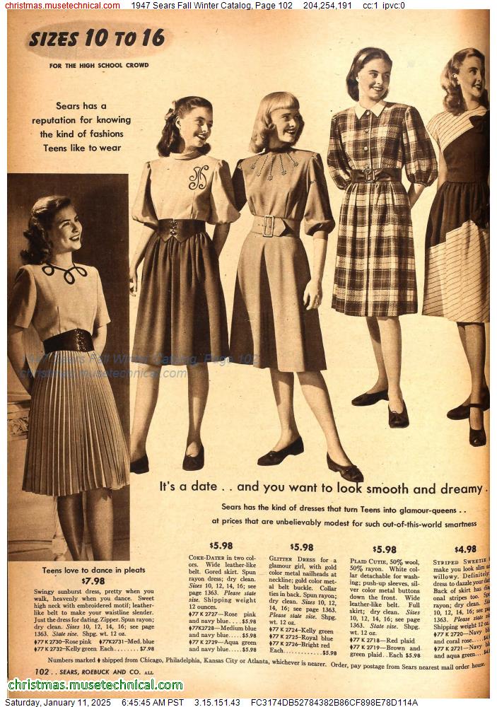 1947 Sears Fall Winter Catalog, Page 102