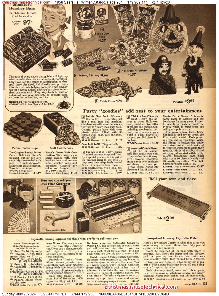 1958 Sears Fall Winter Catalog, Page 931