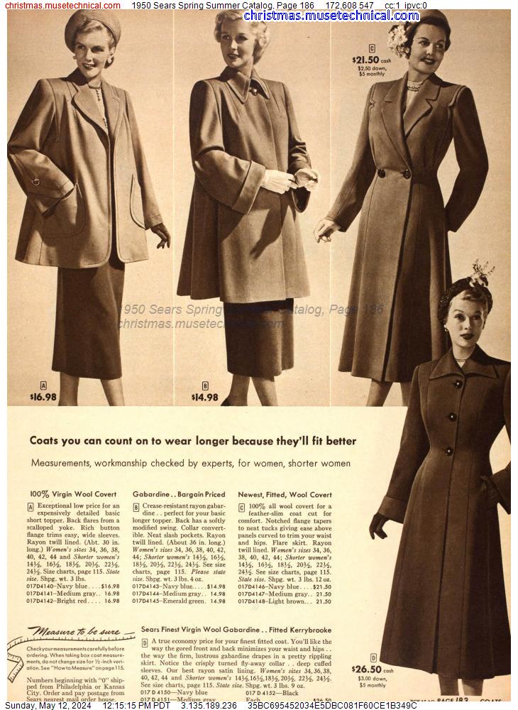 1950 Sears Spring Summer Catalog, Page 186