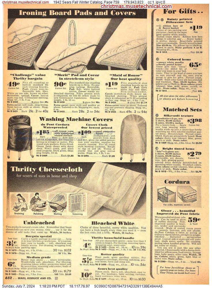 1942 Sears Fall Winter Catalog, Page 759