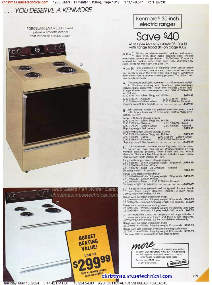 1985 Sears Fall Winter Catalog, Page 1017
