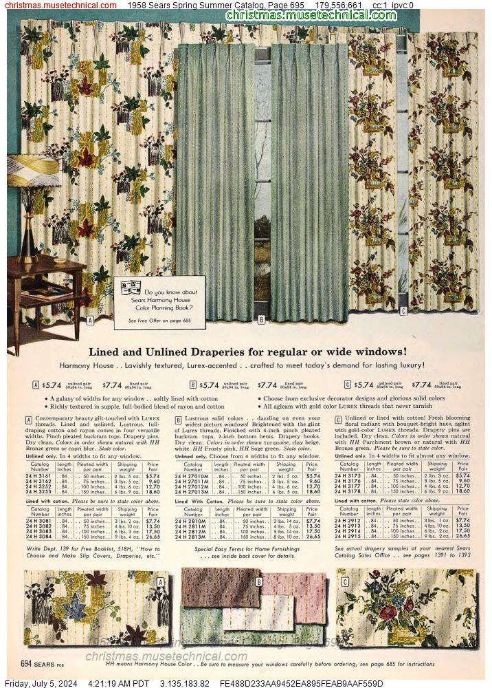 1958 Sears Spring Summer Catalog, Page 695