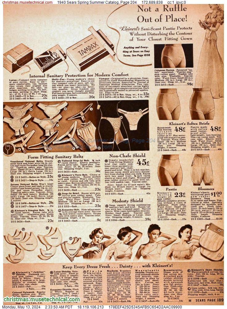 1940 Sears Spring Summer Catalog, Page 204