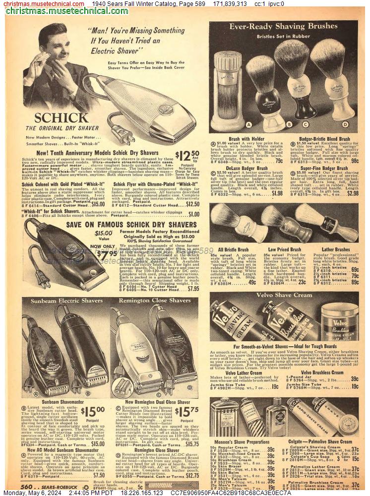 1940 Sears Fall Winter Catalog, Page 589