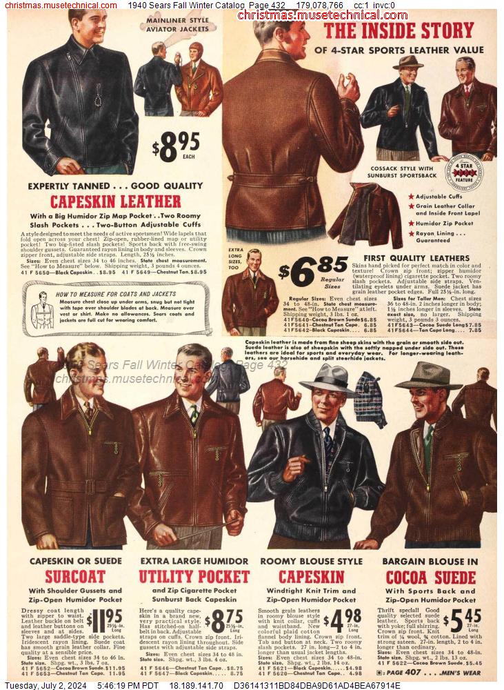 1940 Sears Fall Winter Catalog, Page 432
