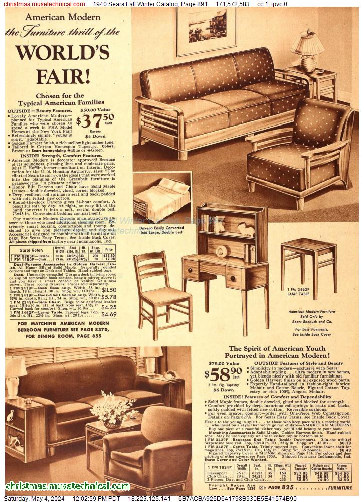 1940 Sears Fall Winter Catalog, Page 891