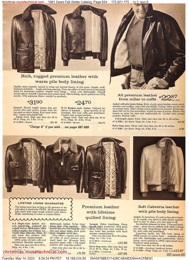 1961 Sears Fall Winter Catalog, Page 654