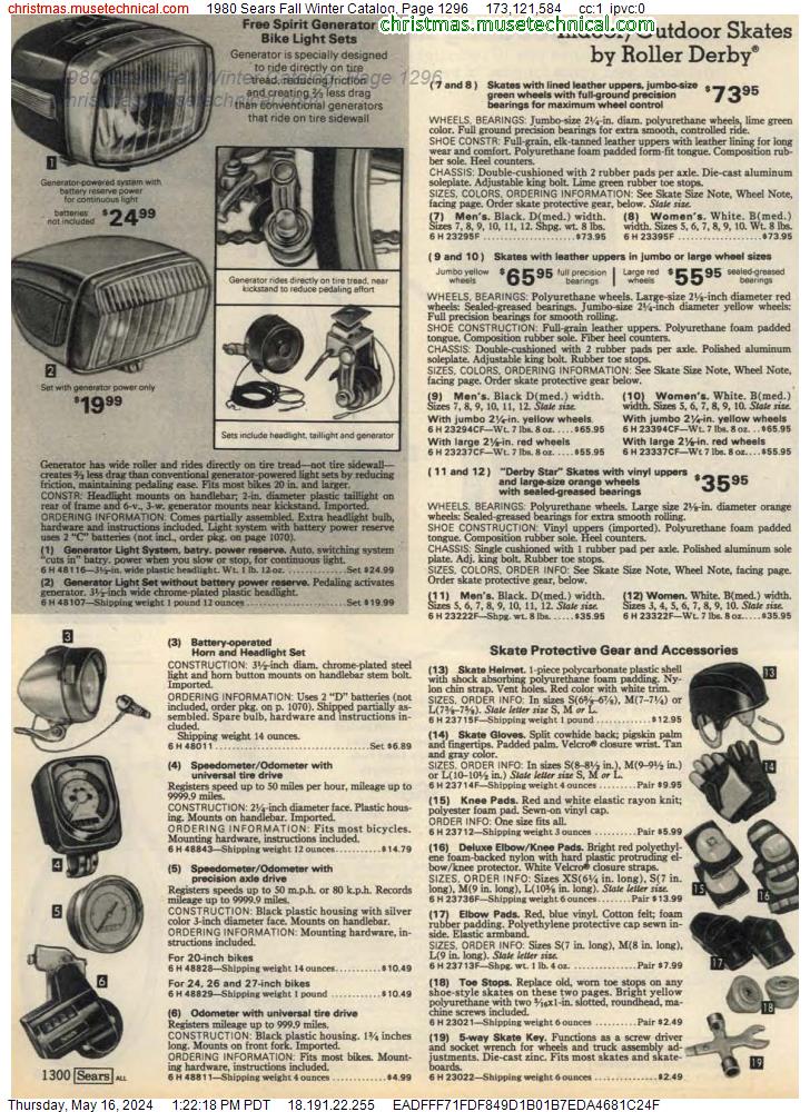 1980 Sears Fall Winter Catalog, Page 1296