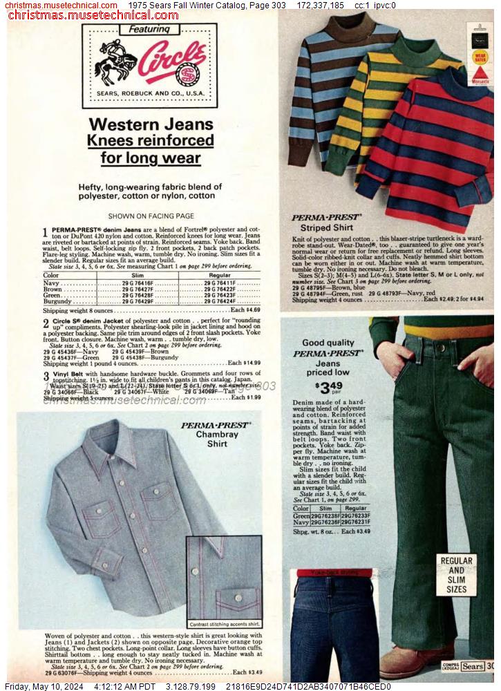 1975 Sears Fall Winter Catalog, Page 303