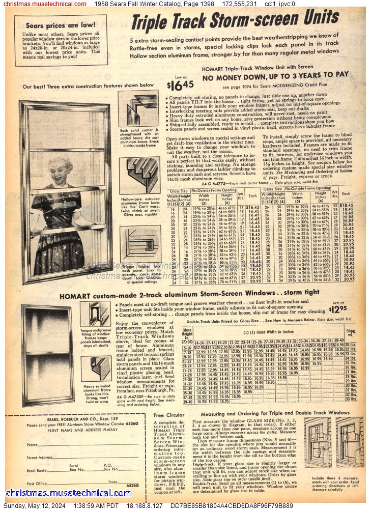 1958 Sears Fall Winter Catalog, Page 1398