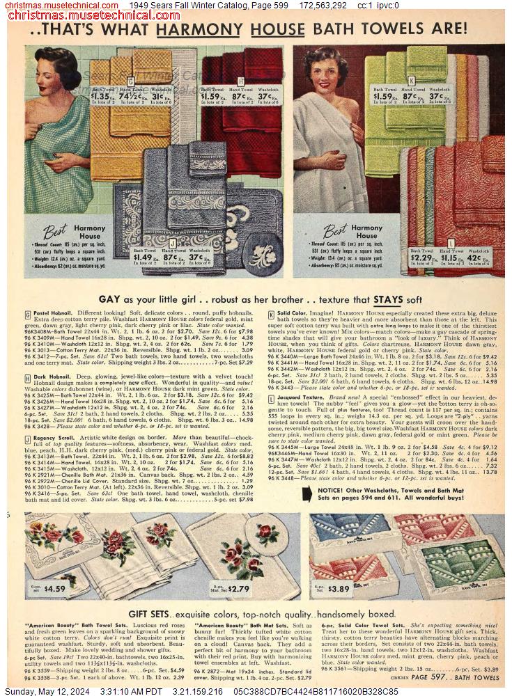 1949 Sears Fall Winter Catalog, Page 599