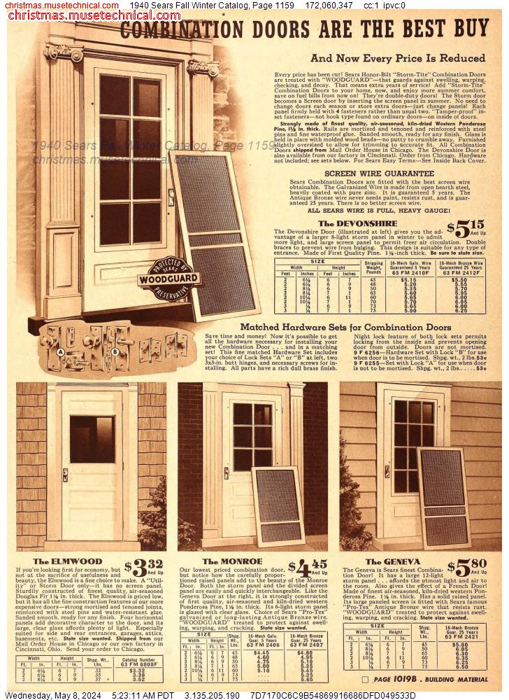 1940 Sears Fall Winter Catalog, Page 1159