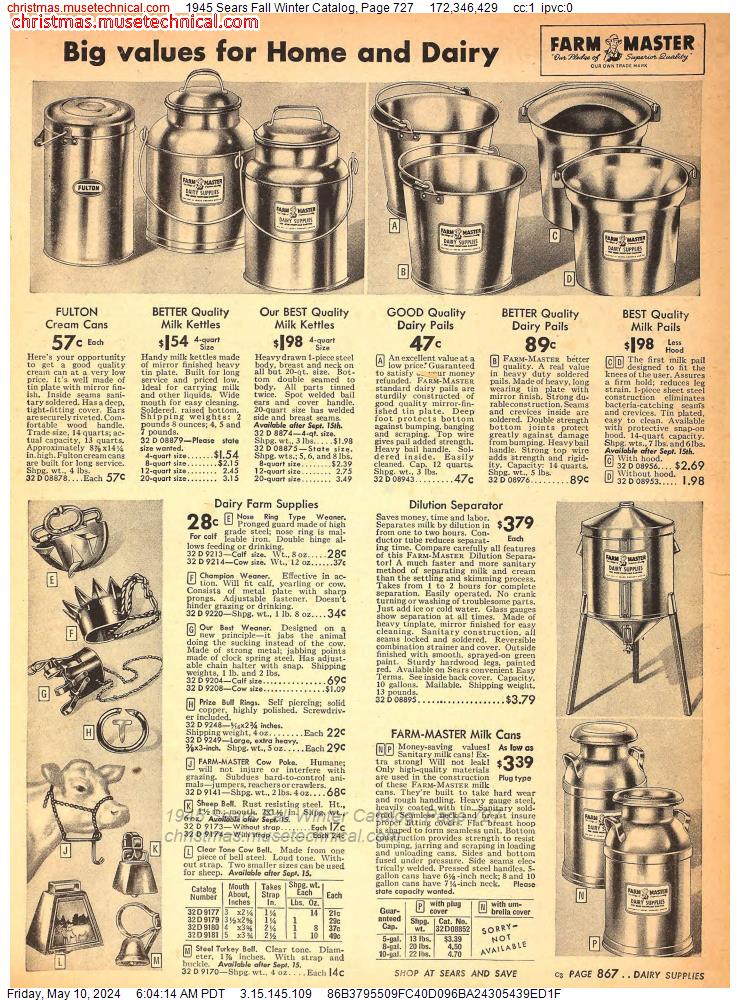 1945 Sears Fall Winter Catalog, Page 727