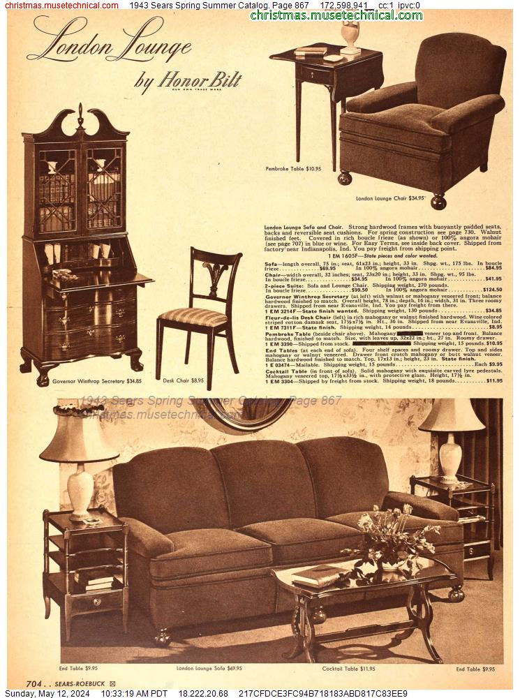 1943 Sears Spring Summer Catalog, Page 867