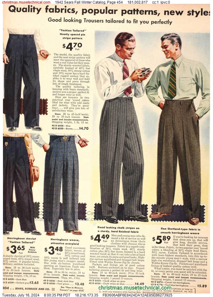 1942 Sears Fall Winter Catalog, Page 454