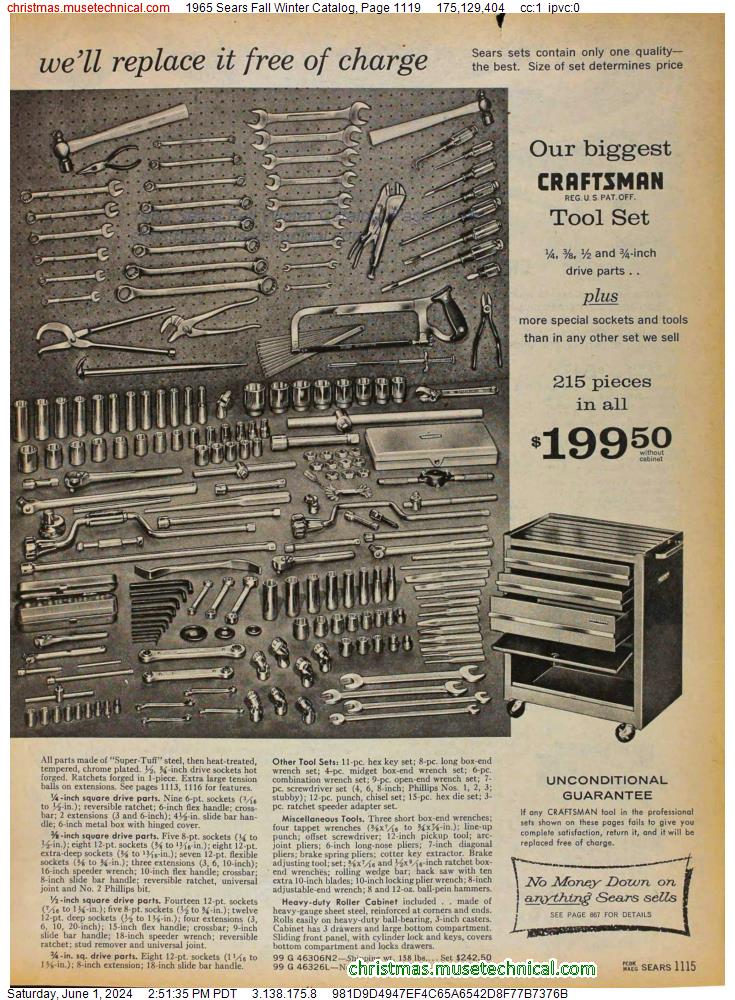 1965 Sears Fall Winter Catalog, Page 1119