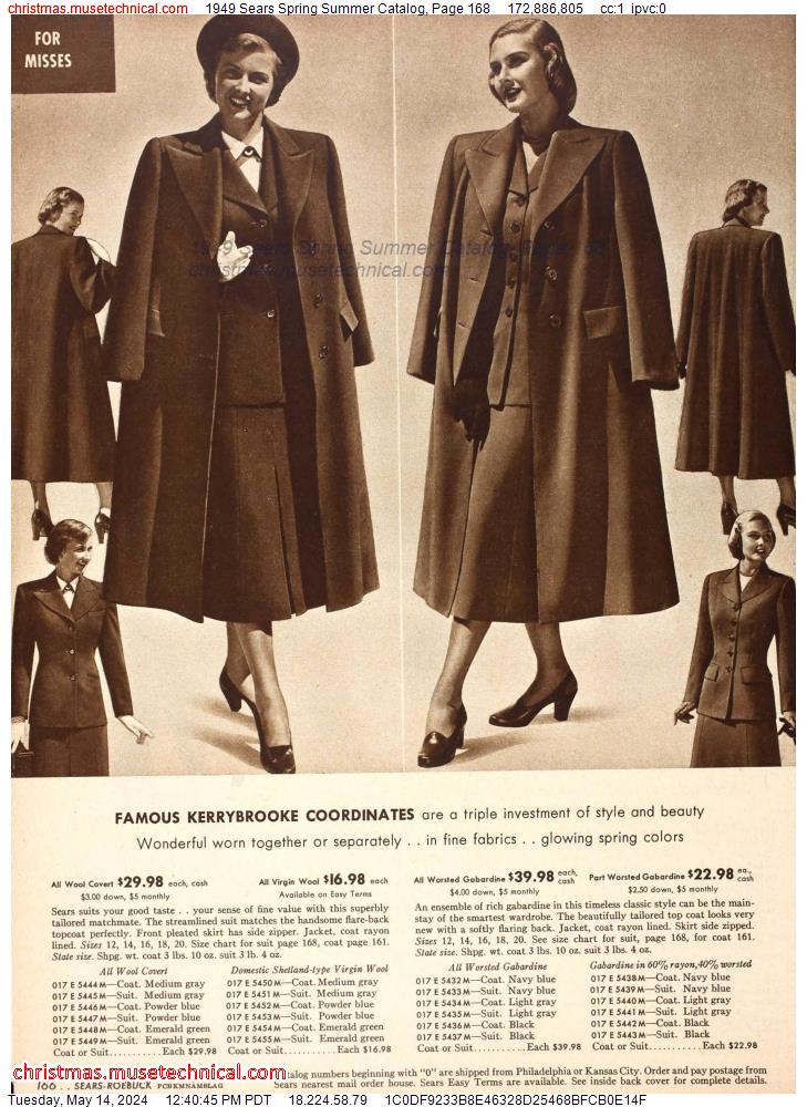 1949 Sears Spring Summer Catalog, Page 168