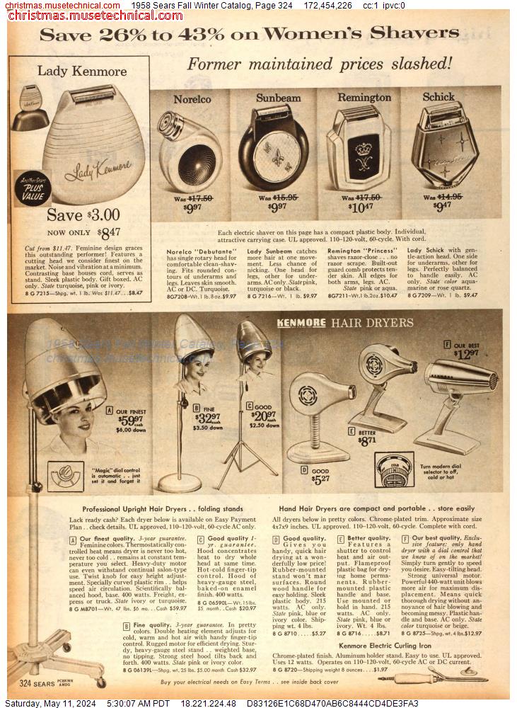 1958 Sears Fall Winter Catalog, Page 324